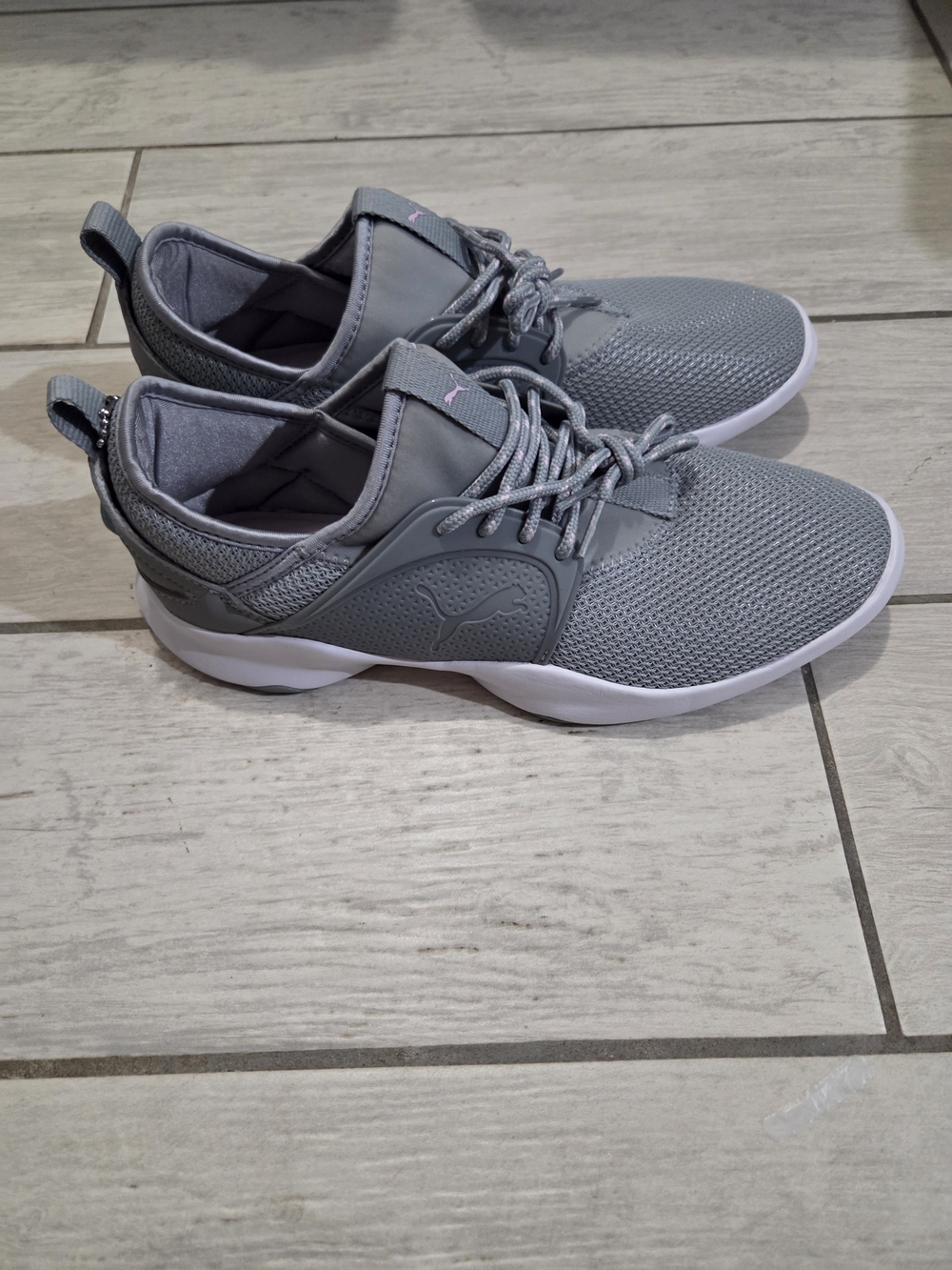 Puma Women Light Gray Mesh Athletic Sneakers